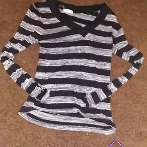Striped gray and black sweater